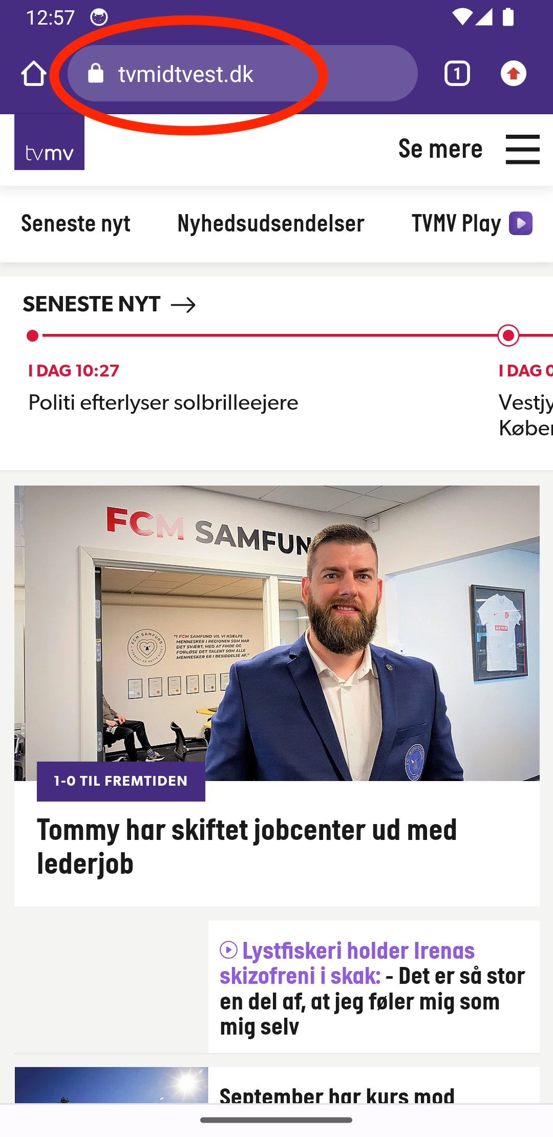Skærmbillede - Indtast www.tvmidtvest.dk